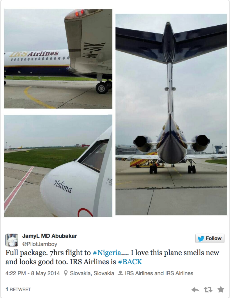 Twitter de JamyL MD Abubaka Tripulantes do Aviao da IRS Airlines Acidentado