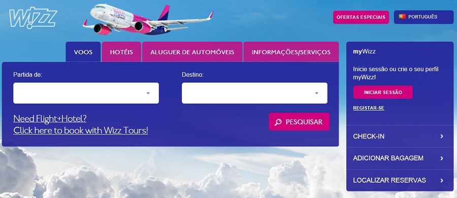 WizzAir site portugues 900px