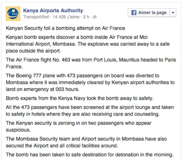 Kenya Airports Authorithy bomb